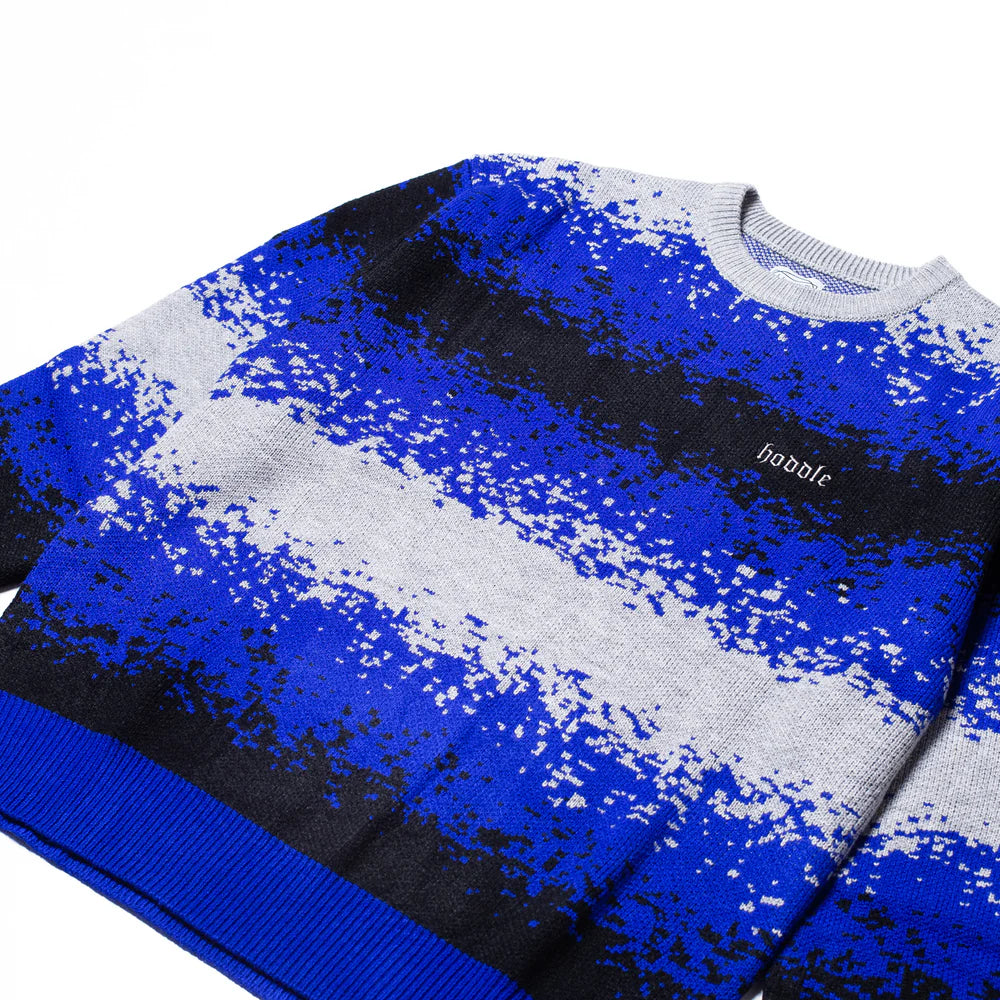 Hoddle - Spray Distorted Knit Sweater (Blue/Grey/black) *SALE