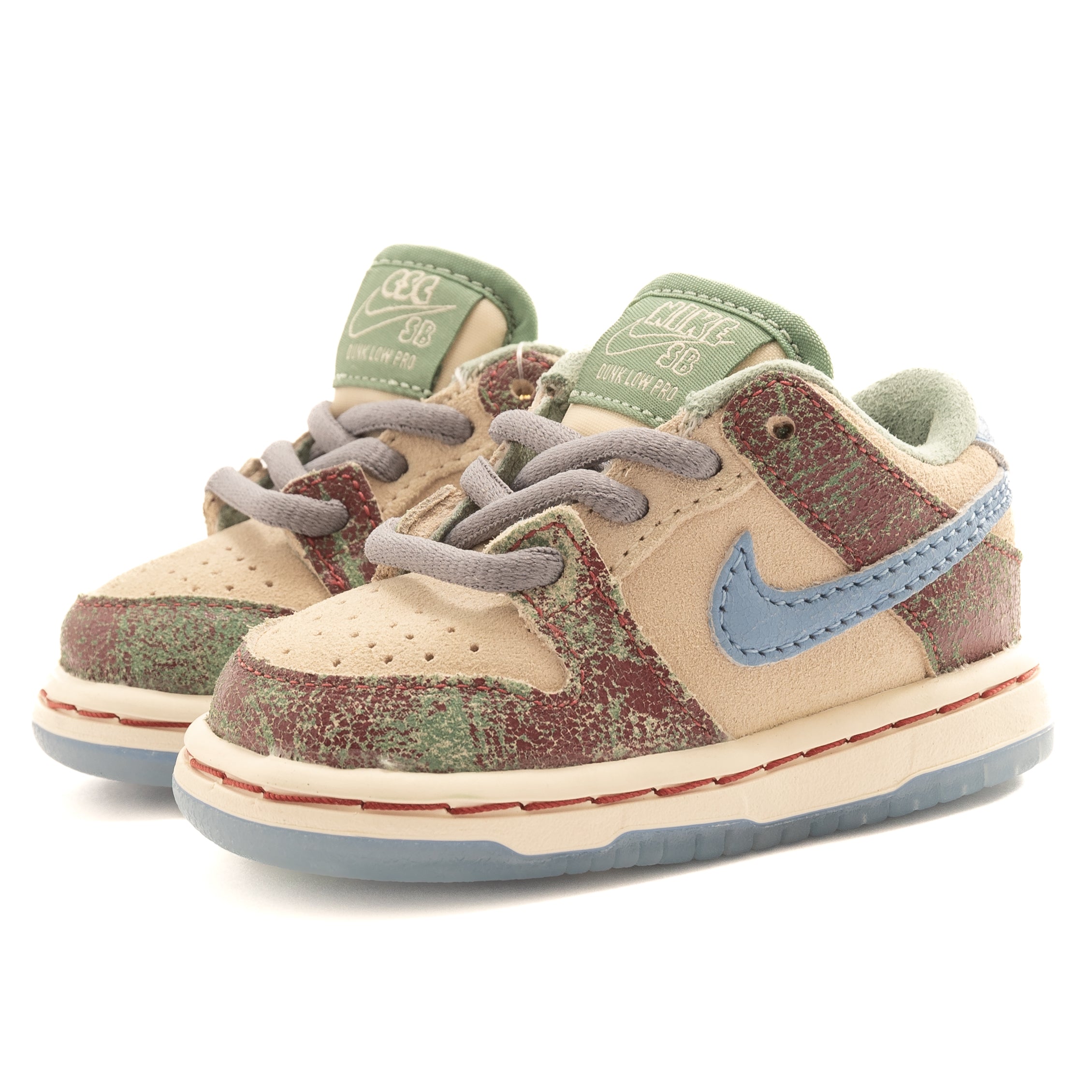 Nike SB - Dunk Low Pro QS TD (Toddler) (Silver Pine/Light Blue-Cedar)