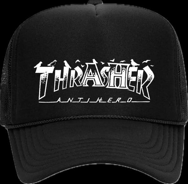 Thrasher - Anti Hero x Thrasher Pigeon Mag Trucker Hat (Black)