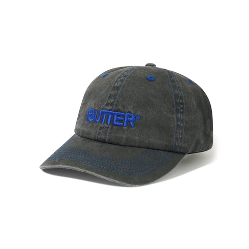 Butter Goods - Rounded Logo 6 Panel Hat (Washed Black)